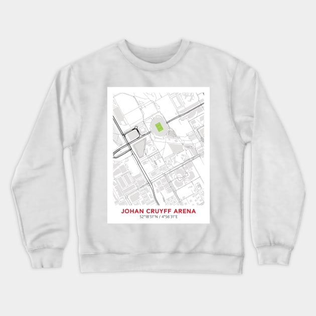 AFC Ajax Stadium Map Design Crewneck Sweatshirt by TopFootballStadiums